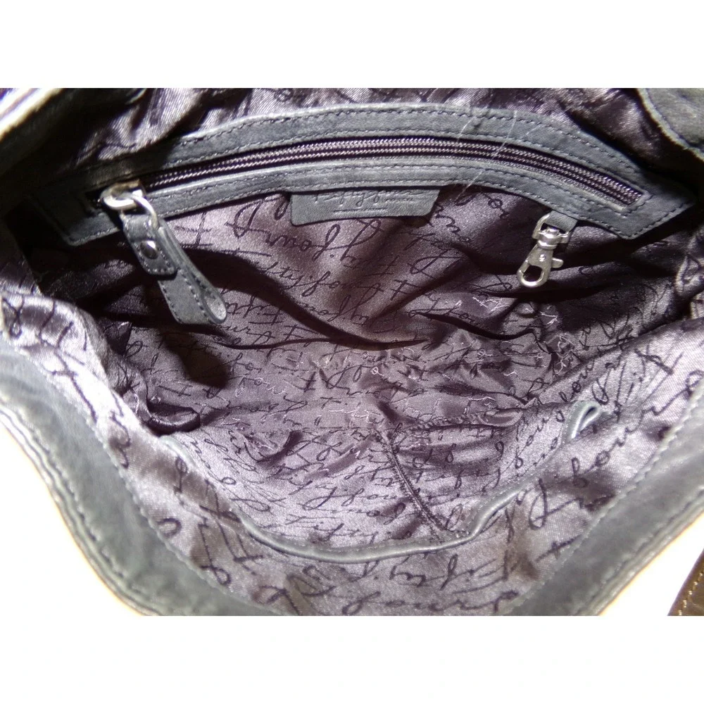 Fossil Fifty Four Leather Purse Dark Gray Shouder Bag Crossbody Strap 12.5